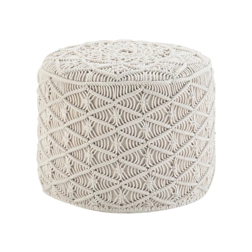 Simpli Home - Coates Round Contemporary Polystyrene/Woven Cotton Pouf - Macrame