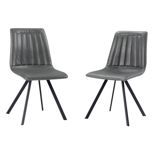 Simpli Home - Ryland Mid-Century Modern Faux Leather Dining Chairs (Set of 2) - Black/Distressed Gray was $285.99 now $199.99 (30.0% off)