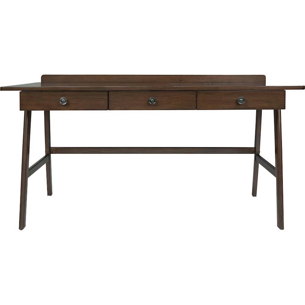 Front. Simpli Home - Rylie SOLID WOOD Transitional 60 inch Wide Desk in Natural Aged Brown - Natural Aged Brown.