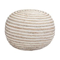 Simpli Home - Yolanda Round Contemporary Polystyrene/Cotton Pouf - Natural - Front_Zoom