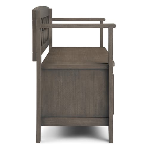 Simpli Home - Amherst Transitional MDF and Plywood Storage Bench with Backrest - Farmhouse Gray