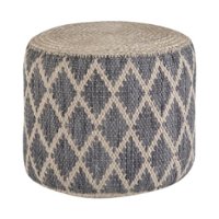Simpli Home - Edgeley Round Contemporary Polystyrene/Cotton Pouf - Gray - Front_Zoom