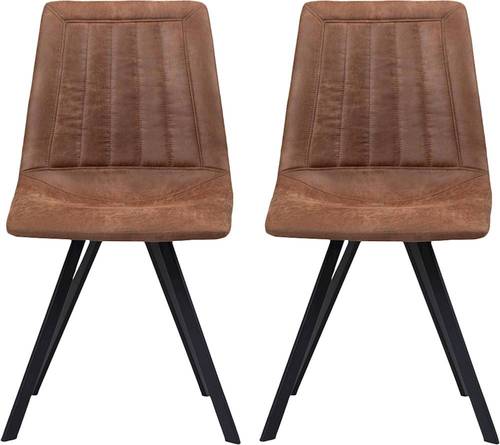 Simpli Home - Ryland Mid-Century Modern Metal, Plywood & Faux Leather Dining Chairs (Set of 2) - Distressed Tan was $285.99 now $229.99 (20.0% off)