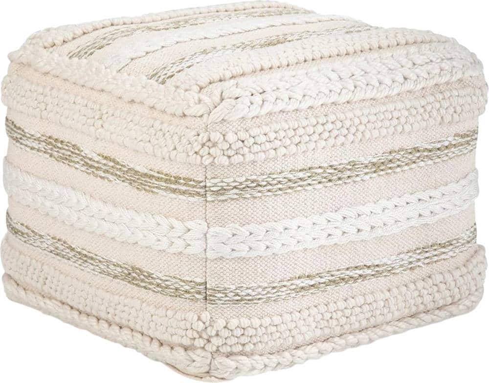 Angle. Simpli Home - Sommer Square Contemporary Cotton Ottoman - Natural.