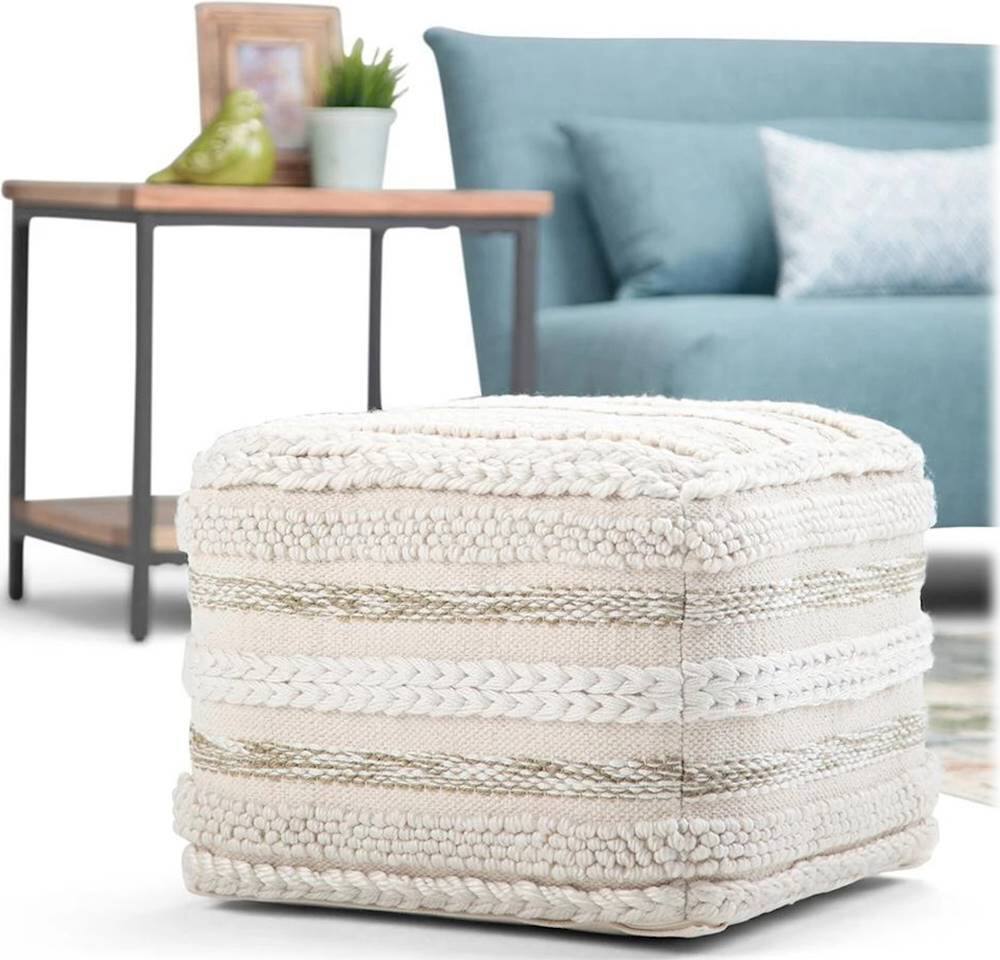 Alt View 15. Simpli Home - Sommer Square Contemporary Cotton Ottoman - Natural.