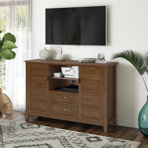 Simpli Home - Burlington Traditional TV Media Stand for Most TVs up to 60 - Medium Saddle Brown was $660.99 now $462.99 (30.0% off)