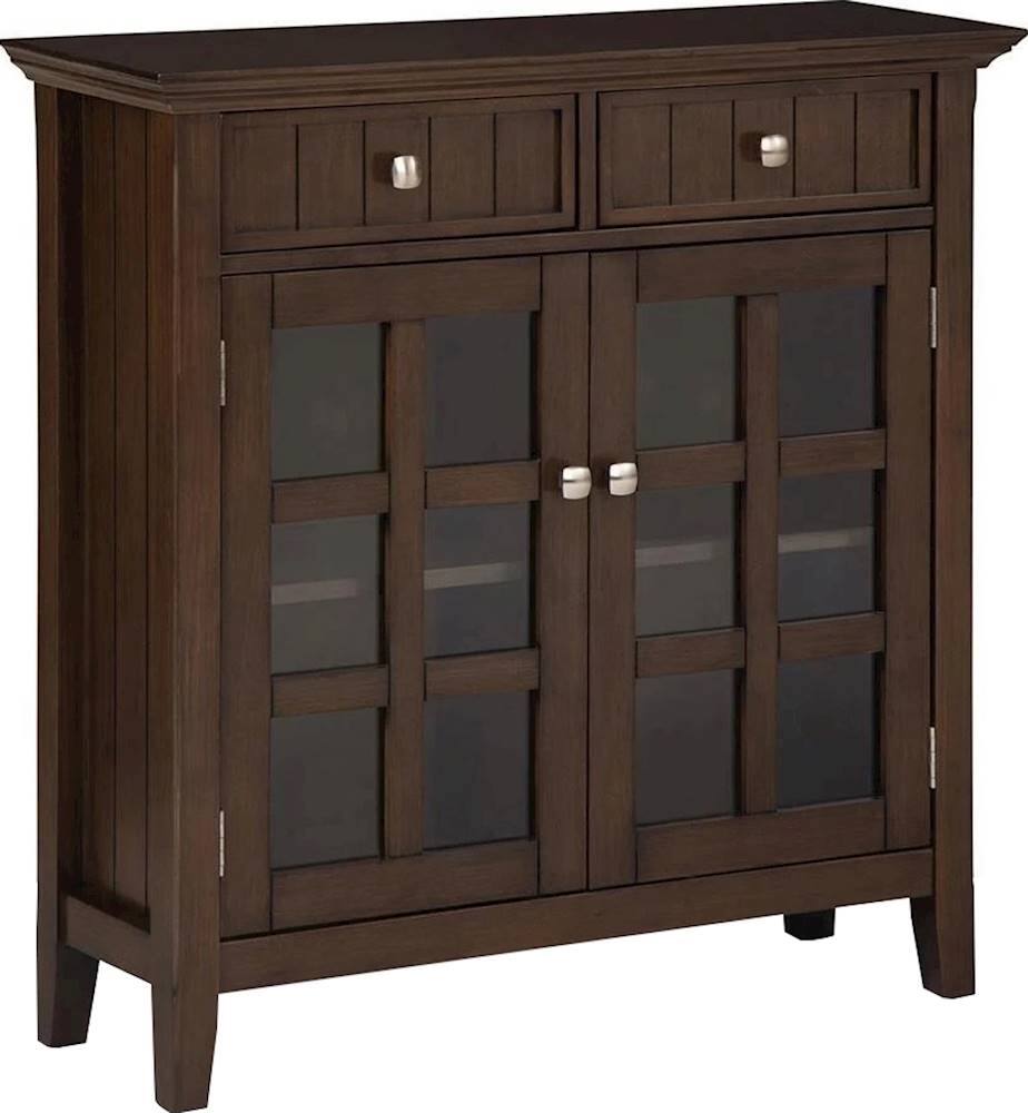 Angle. Simpli Home - Acadian SOLID WOOD 36 inch Wide Transitional Entryway Storage Cabinet in Natural Aged Brown - Natural Aged Brown.