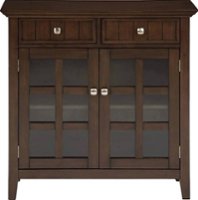 Simpli Home - Acadian SOLID WOOD 36 inch Wide Transitional Entryway Storage Cabinet in - Natural Aged Brown - Front_Zoom