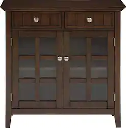Simpli Home - Acadian SOLID WOOD 36 inch Wide Transitional Entryway Storage Cabinet - Natural Aged Brown - Front_Zoom
