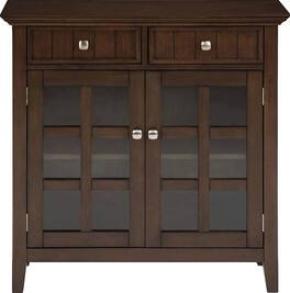 Simpli Home - Acadian SOLID WOOD 36 inch Wide Transitional Entryway Storage Cabinet - Natural Aged Brown