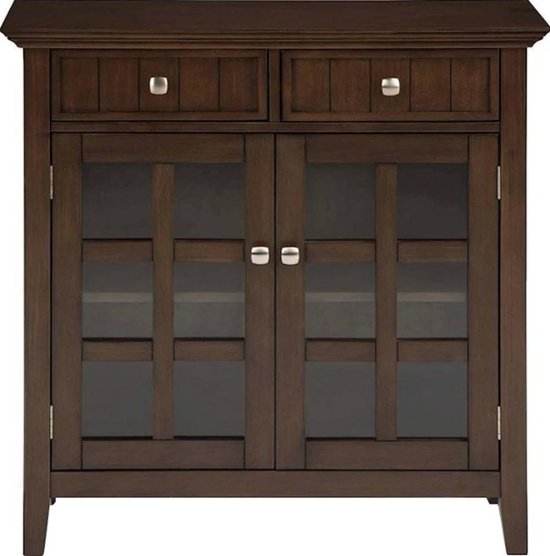 Simpli Home Acadian Solid Wood 36 Inch, Entryway Storage Cabinet With Doors