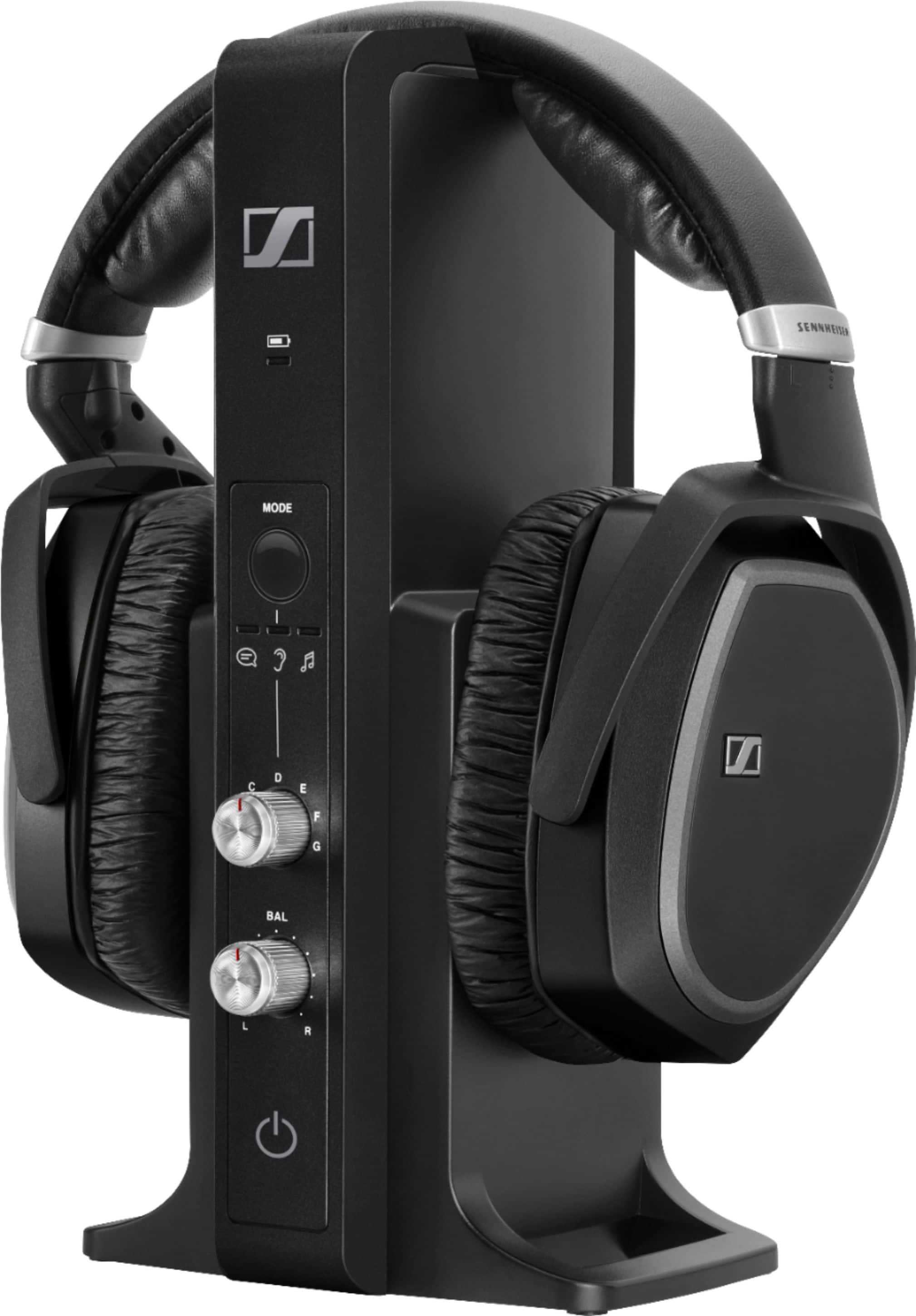 Front. Sennheiser - RS 195 RF Wireless Headphone Systems for TV Listening with Selectable Hearing Boost Preset - Black.
