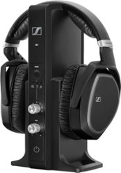 Sennheiser - RS 195 RF Wireless Headphone Systems for TV Listening with Selectable Hearing Boost Preset - Black - Front_Zoom