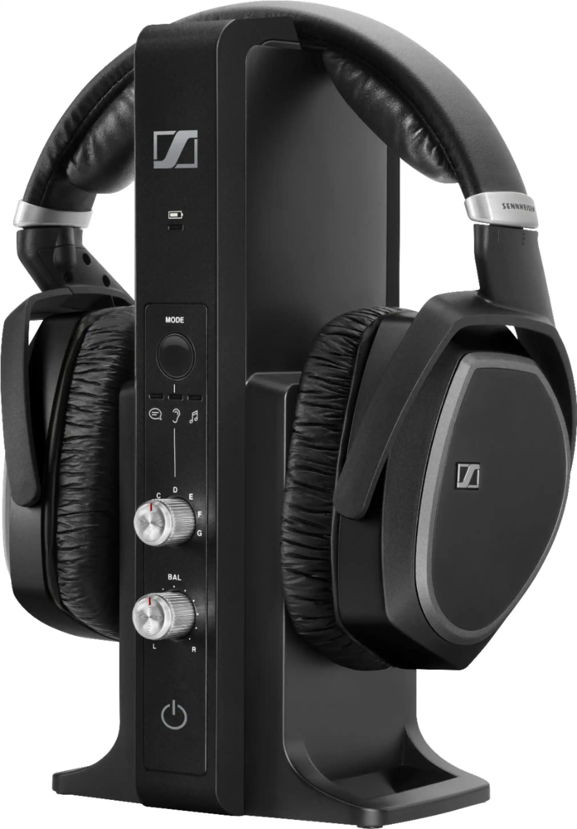 Front. Sennheiser - RS 195 RF Wireless Headphone Systems for TV Listening with Selectable Hearing Boost Preset - Black.