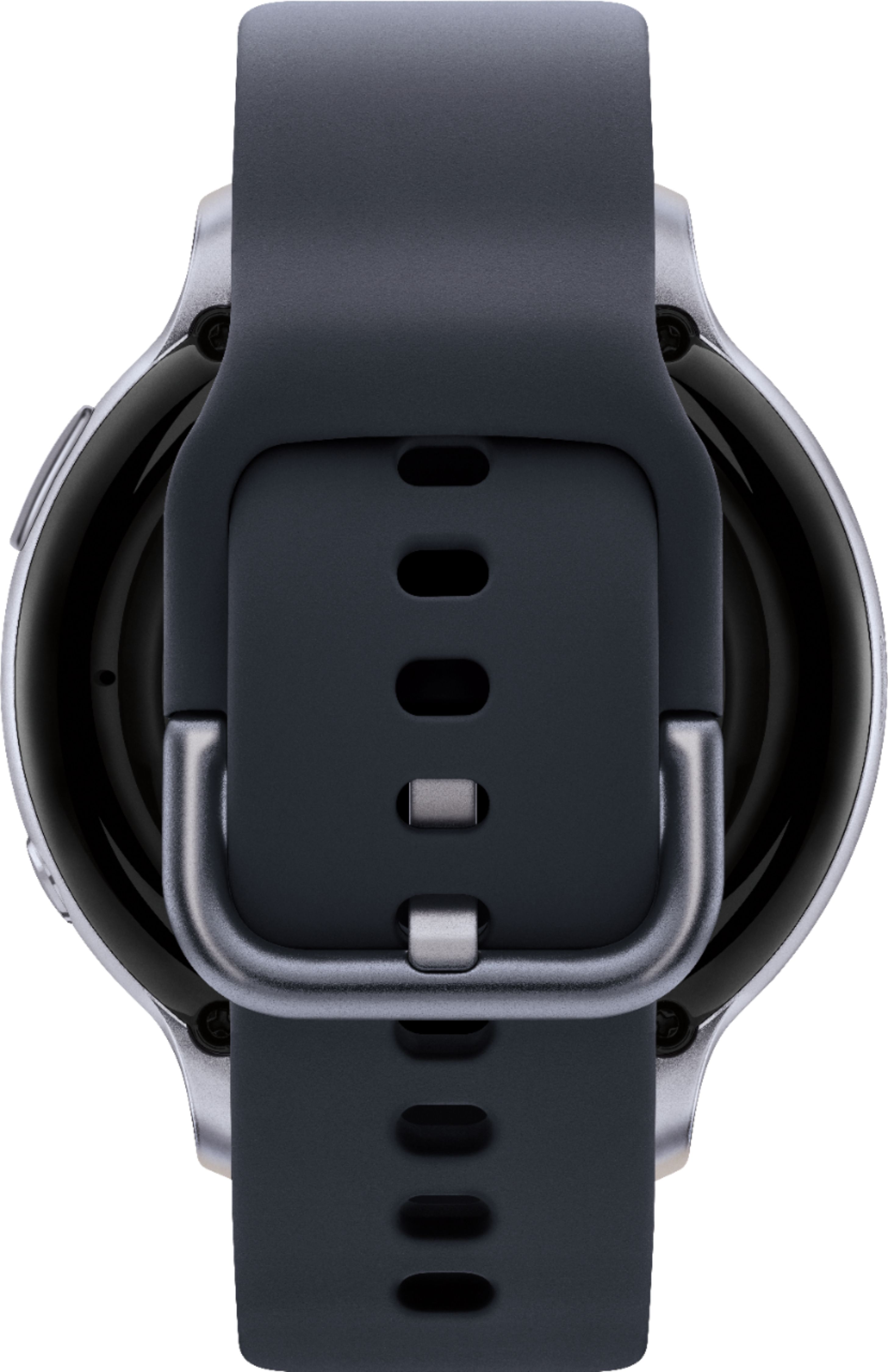 Back View: iConnect by Timex - Square Smartwatch 40mm Alloy - Gunmetal with Gray Silicone Strap