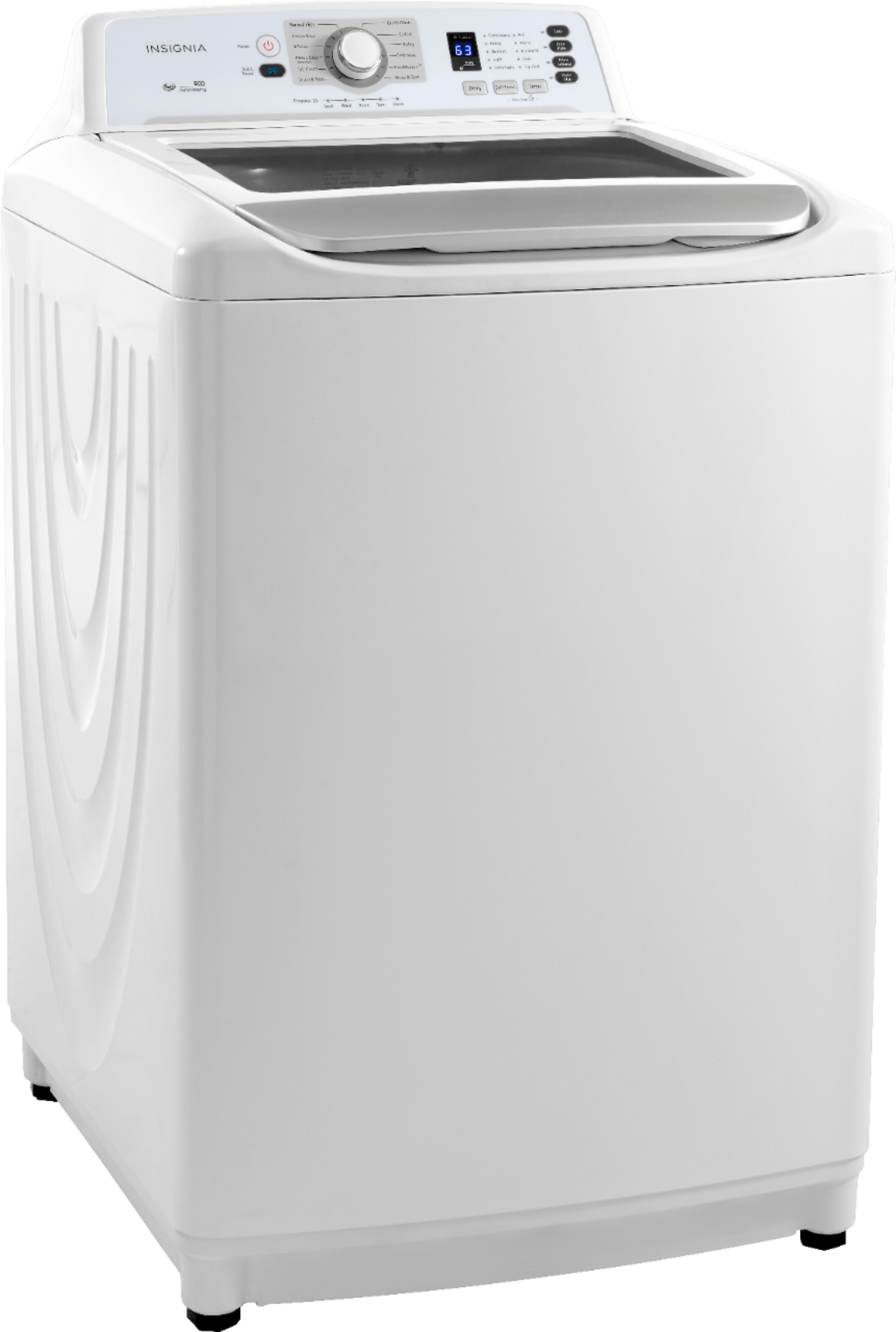 Angle View: Insignia™ - 4.5 Cu. Ft. High Efficiency Top Load Washer with ColdMotion Technology - White