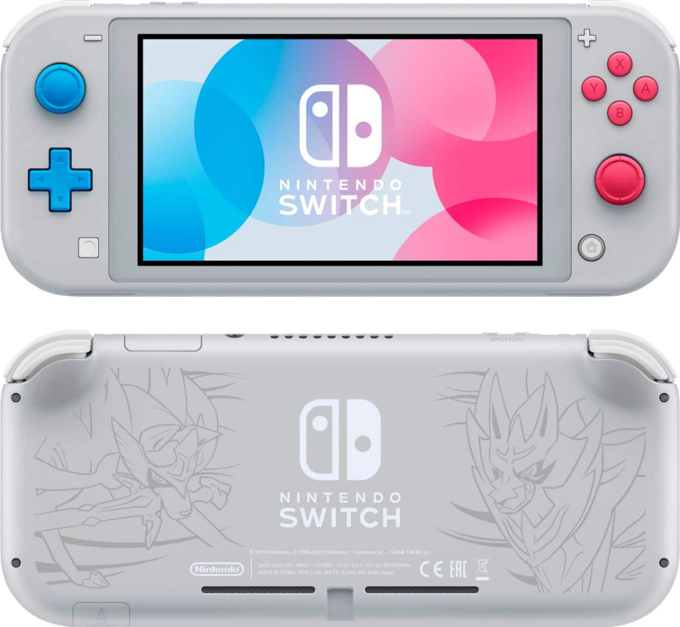 Sure, here is the corrected and grouped text from the image:
---
**Front:**
- NINTENDO SWITCH
**Back:**
- NINTENDO SWITCH
- © 2019 Pokémon © 1995-2019 Nintendo / Creatures Inc. / GAME FREAK inc.
- MOD: HOH-001 INPUT / ENTREE
- V2.0A FCD: BKX-HD001
- Kyoto, 601-8051 Japan
- Nintendo
- MADE IN CHINA
- HOH-S-68-2X
- HON
- 1NT
- Kyoa
- 40 ason
- Jepan
- CE
- EAC
---
This text includes all the visible information from the image, grouped and corrected for clarity.