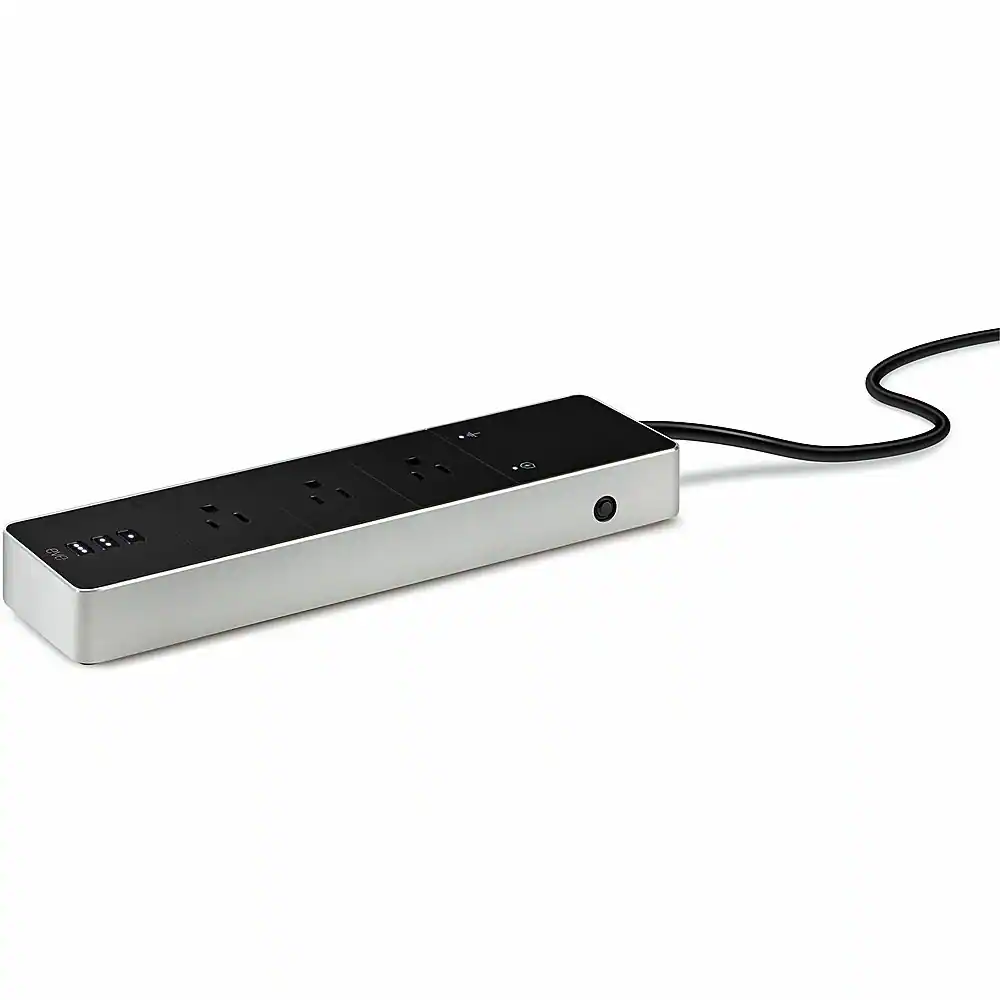 Front. Eve - Eve Energy Strip - Smart Triple Outlet &amp; Power Meter with Apple HomeKit technology - Black/Silver.