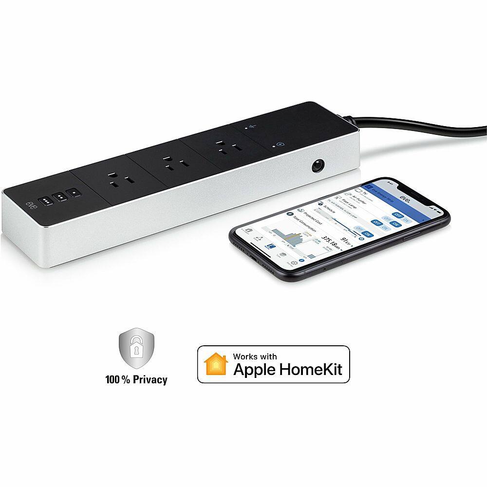 The text on the image is grouped and corrected as follows:

"Works with Apple HomeKit: 100% Privacy."