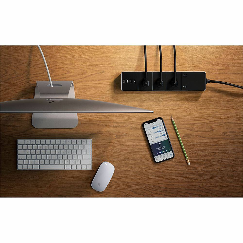 Alt View 29. Eve - Eve Energy Strip - Smart Triple Outlet &amp; Power Meter with Apple HomeKit technology - Black/Silver.