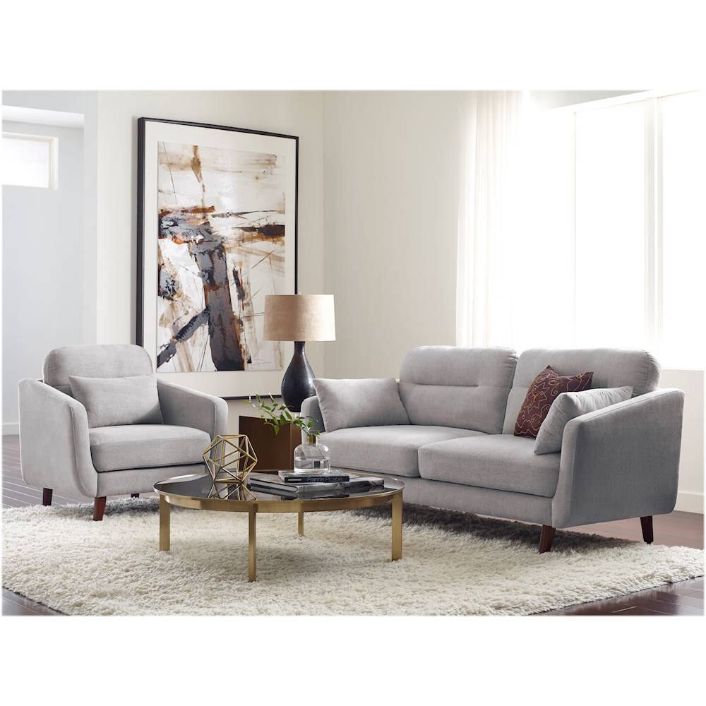 Alt View 15. Serta - Sierra Mid-Century Modern 2-Seat Fabric Loveseat - Smoke Gray.