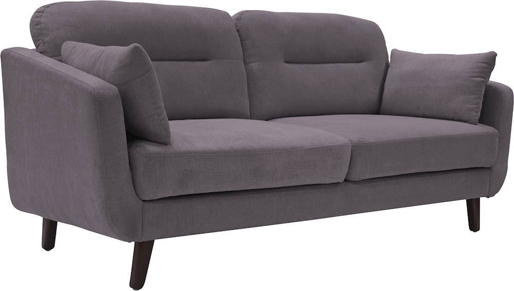 Angle. Elle Decor - Chloe Mid-Century Modern 2-Seat Fabric Loveseat - Dark Gray.
