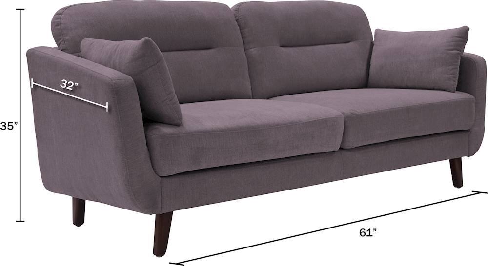 Alt View 13. Elle Decor - Chloe Mid-Century Modern 2-Seat Fabric Loveseat - Dark Gray.