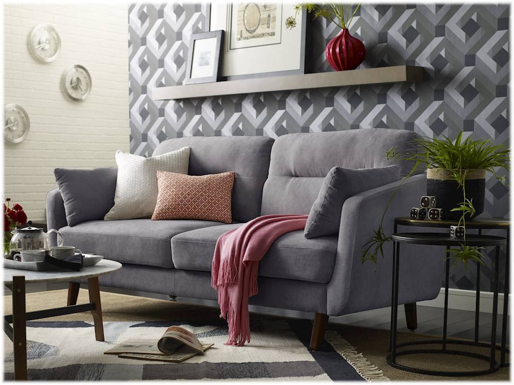 Alt View 16. Elle Decor - Chloe Mid-Century Modern 2-Seat Fabric Loveseat - Dark Gray.