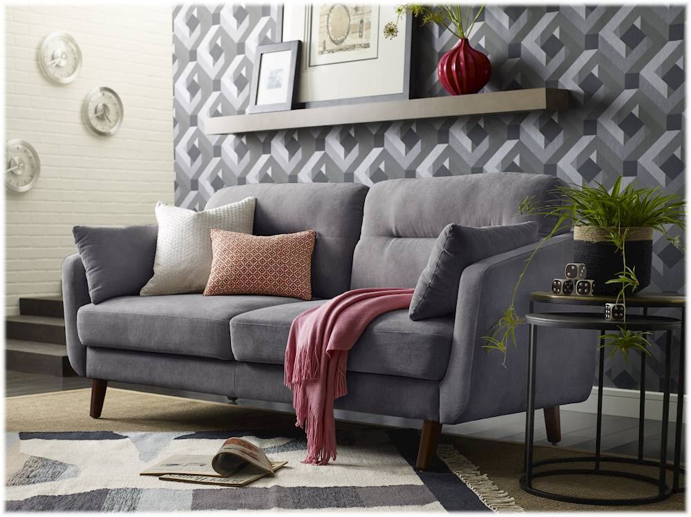 Alt View 17. Elle Decor - Chloe Mid-Century Modern 2-Seat Fabric Loveseat - Dark Gray.