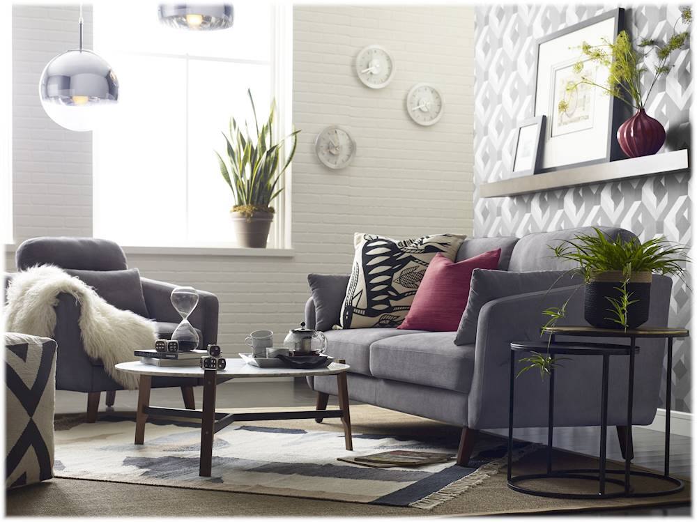 Alt View 18. Elle Decor - Chloe Mid-Century Modern 2-Seat Fabric Loveseat - Dark Gray.