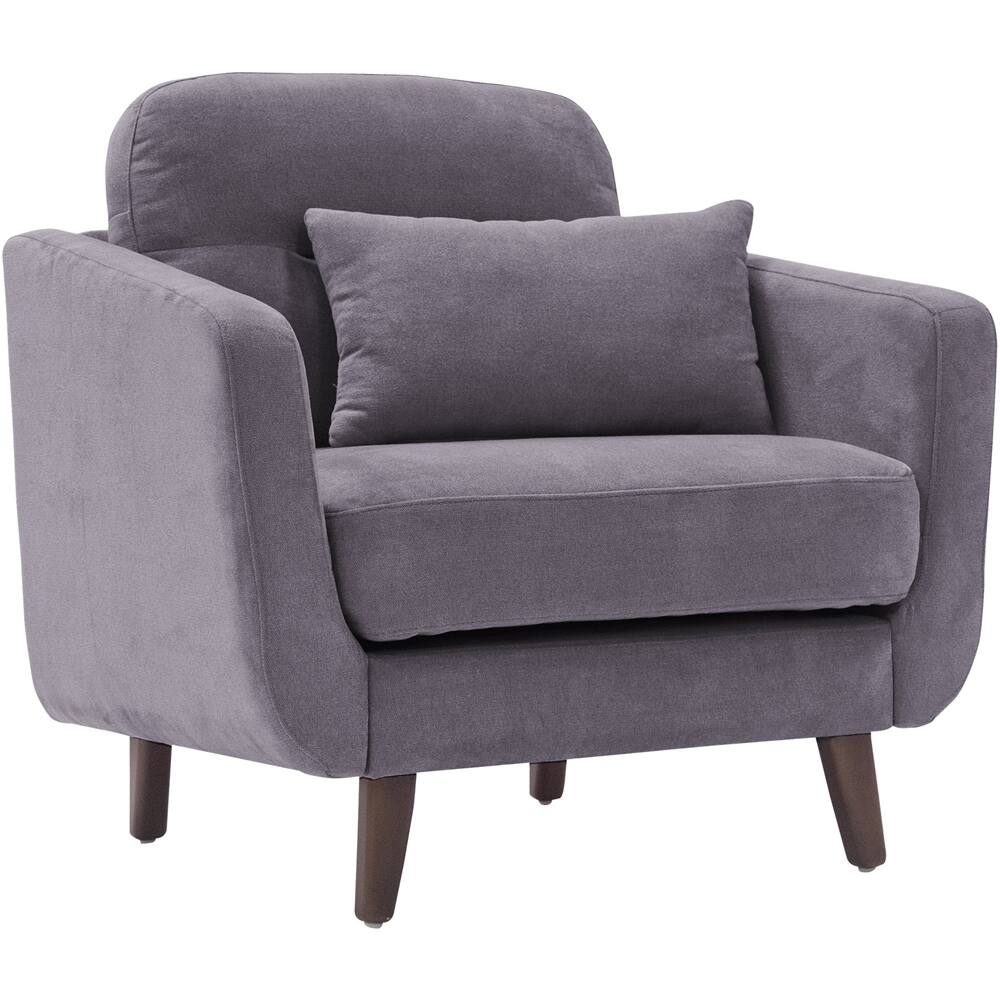 Left View: Elle Decor - Mid-Century Modern Armchair - Dark Gray