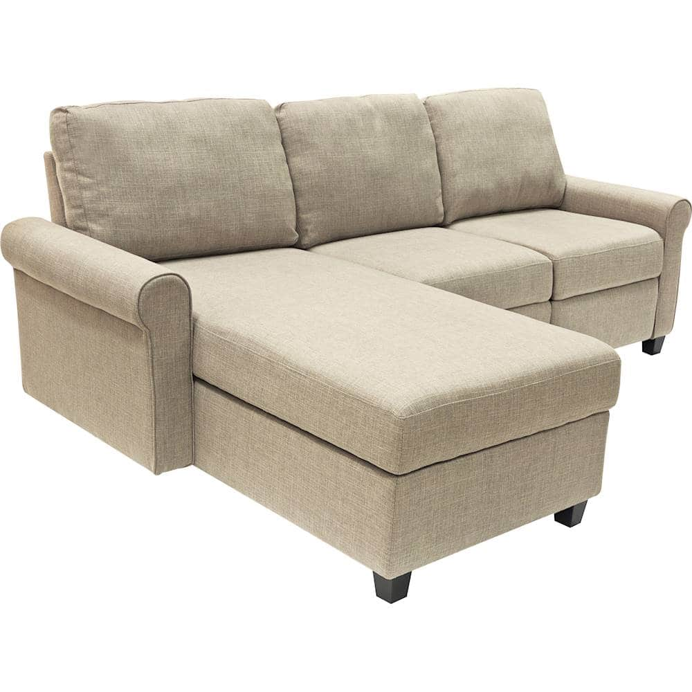 Angle View: Serta - Copenhagen Polyester Reclining Sectional - Dusk Beige