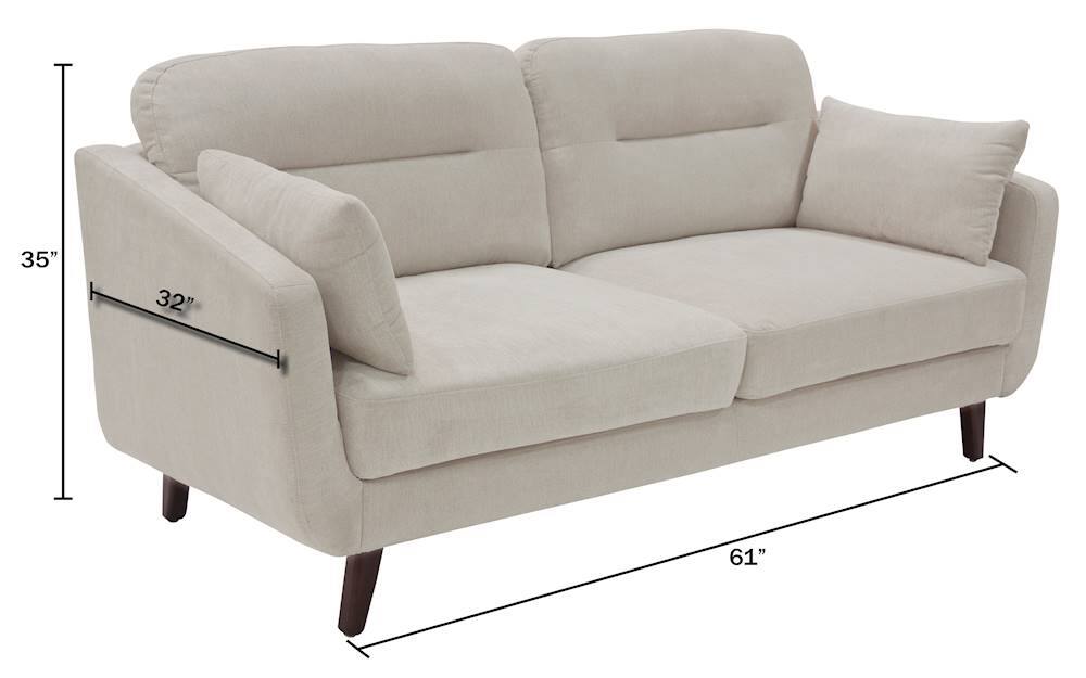 Alt View 11. Serta - Sierra Mid-Century Modern 2-Seat Fabric Loveseat - Ivory.