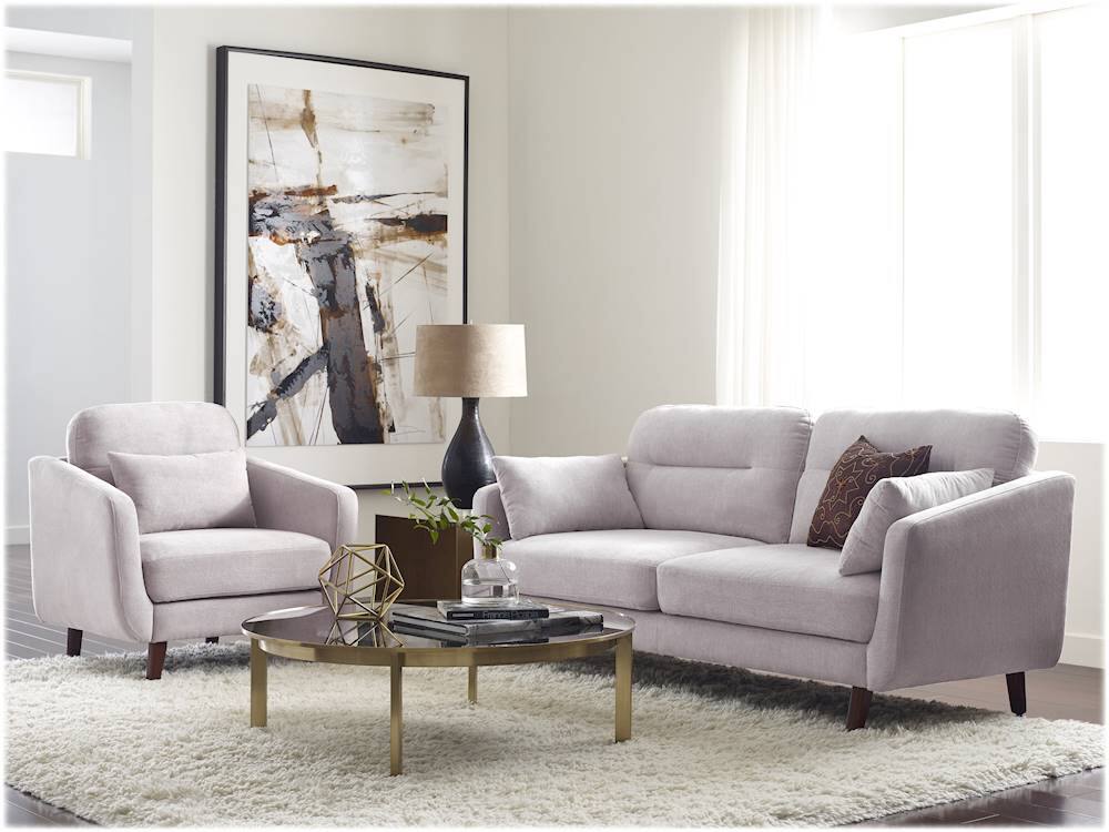 Alt View 16. Serta - Sierra Mid-Century Modern 2-Seat Fabric Loveseat - Ivory.