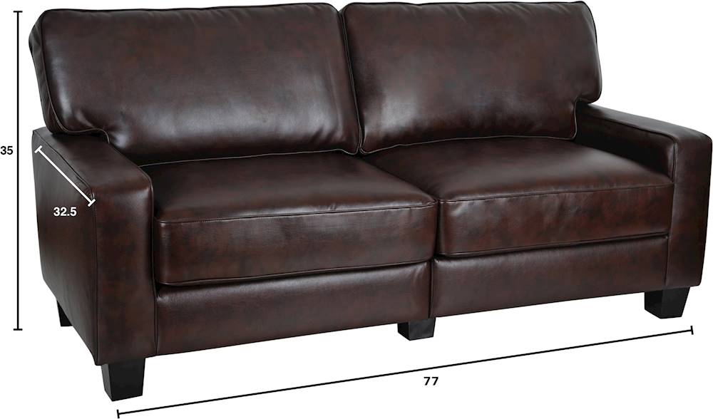 Serta Rta Palisades 3 Seat Bonded, Chestnut Brown Leather Sofa