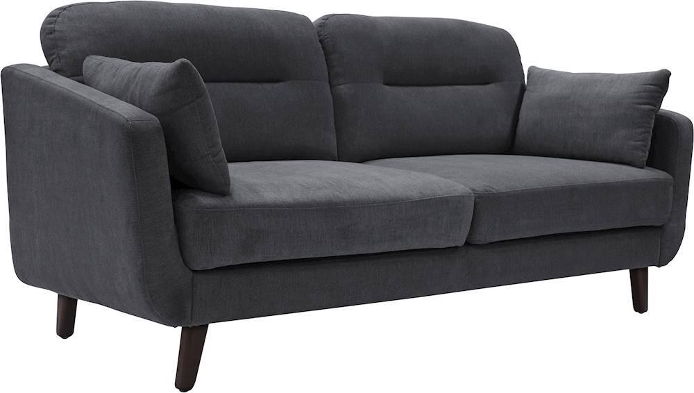 Angle View: Serta - Sierra Mid-Century 3-Seat Fabric Sofa - Slate Gray