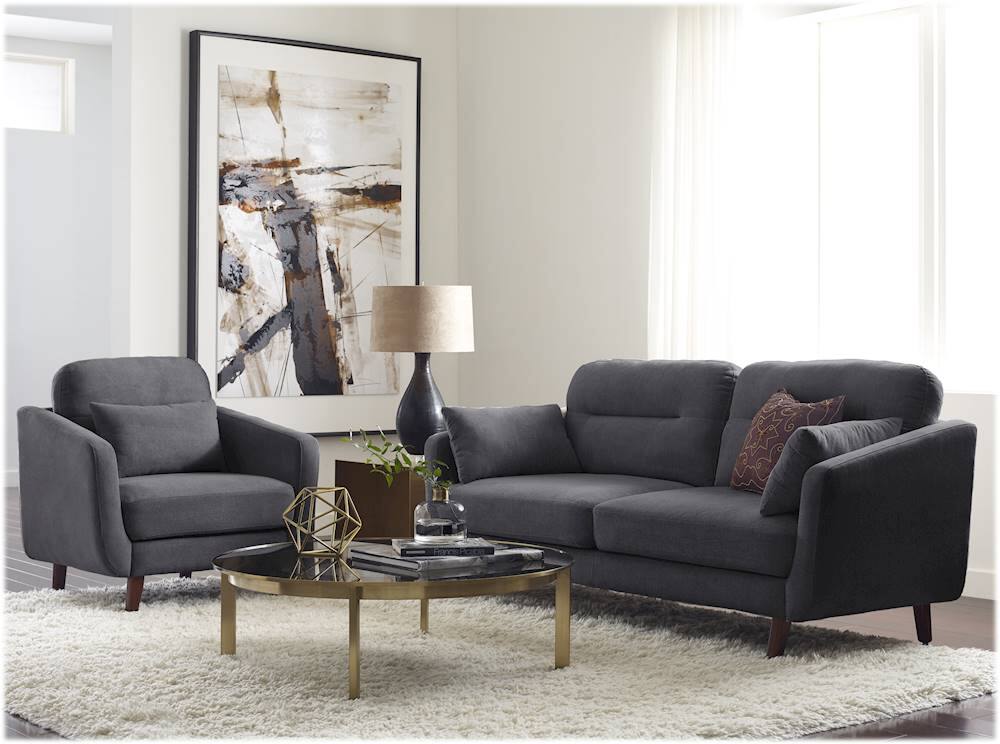 Alt View 18. Serta - Sierra Mid-Century 3-Seat Fabric Sofa - Slate Gray.