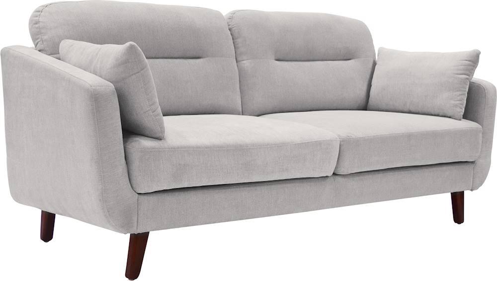 Angle. Elle Decor - Chloe Mid-Century Modern 2-Seat Fabric Loveseat - Light Gray.