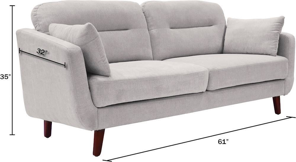 Alt View 13. Elle Decor - Chloe Mid-Century Modern 2-Seat Fabric Loveseat - Light Gray.