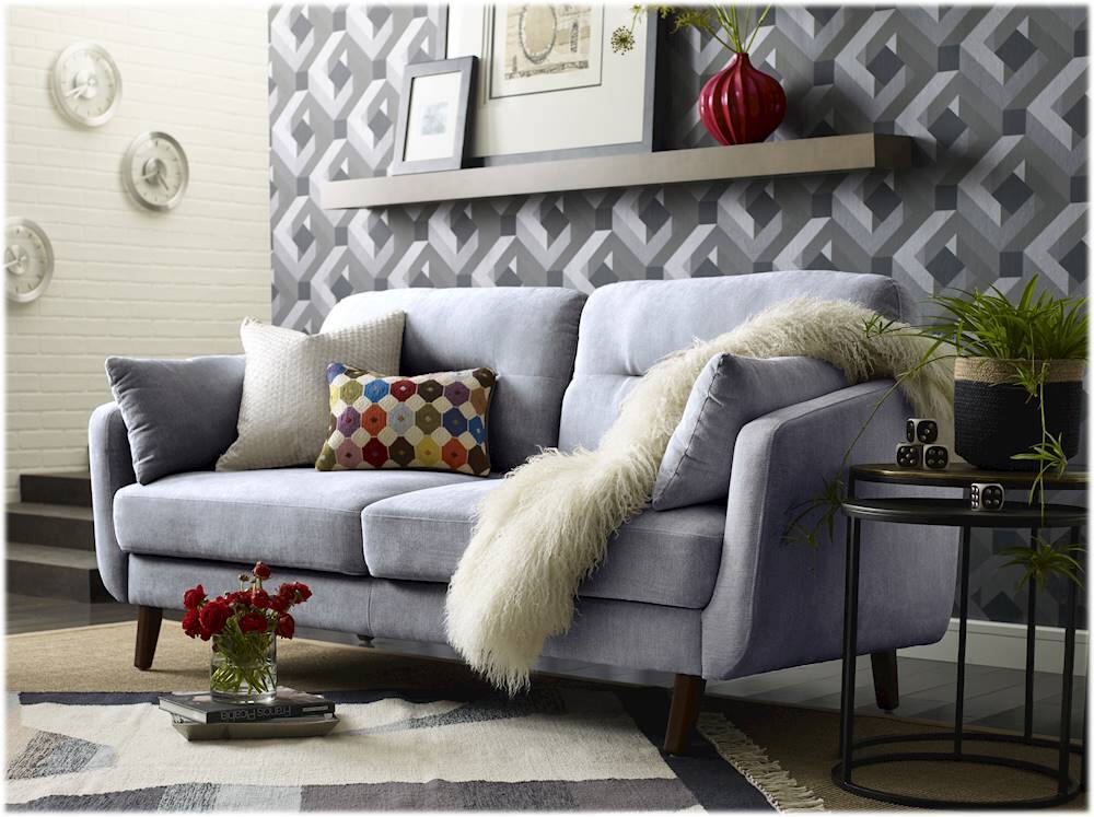Alt View 15. Elle Decor - Chloe Mid-Century Modern 2-Seat Fabric Loveseat - Light Gray.