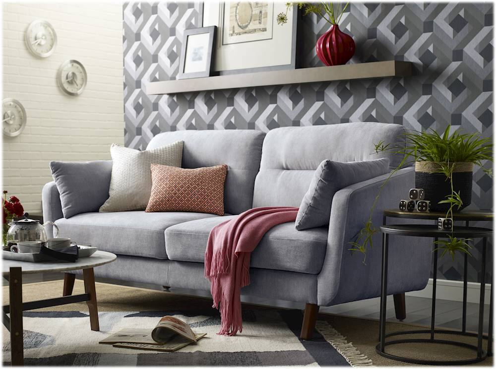Alt View 16. Elle Decor - Chloe Mid-Century Modern 2-Seat Fabric Loveseat - Light Gray.