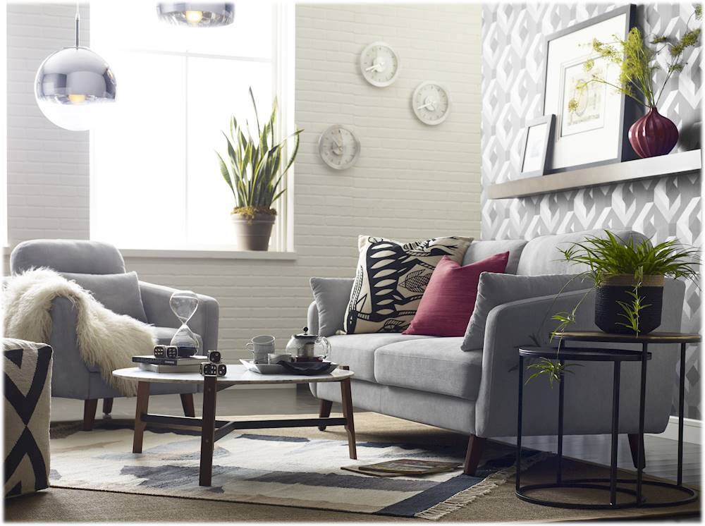 Alt View 17. Elle Decor - Chloe Mid-Century Modern 2-Seat Fabric Loveseat - Light Gray.