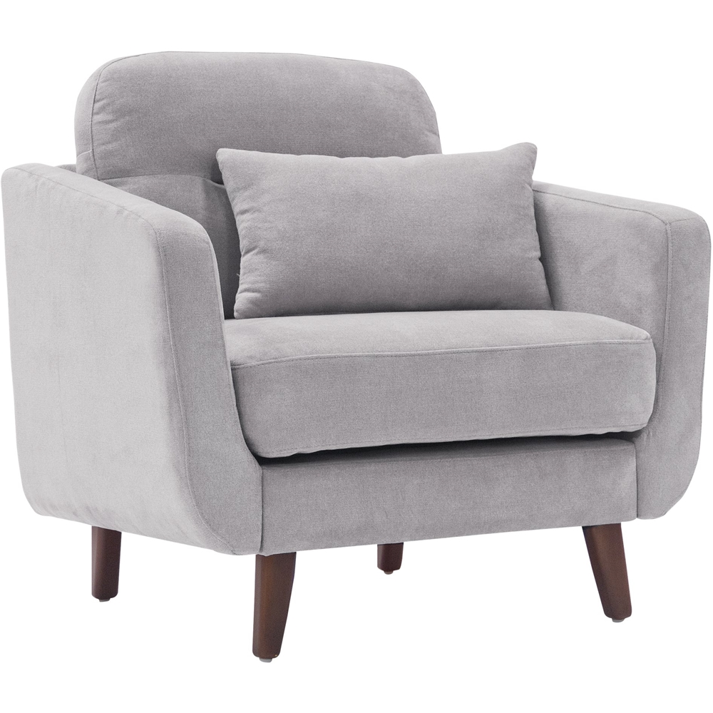 Left View: Elle Decor - Mid-Century Modern Armchair - Light Gray