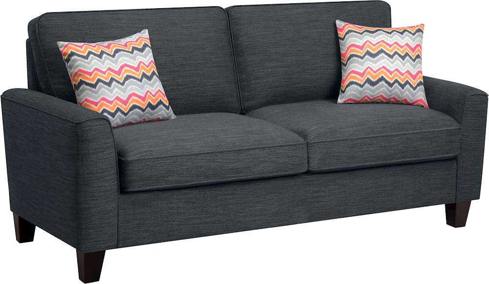 Angle View: Serta - Astoria 3-Seat Fabric Sofa - Charcoal