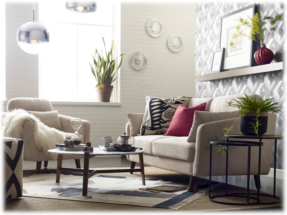 Alt View 16. Elle Decor - Chloe Mid-Century Modern 3-Seat Fabric Sofa - Beige.