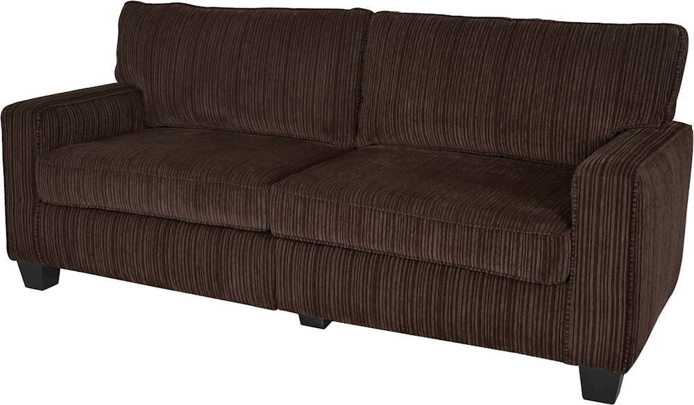 Left View: Elle Decor - Chloe Mid-Century Modern 3-Seat Fabric Sofa - Light Gray