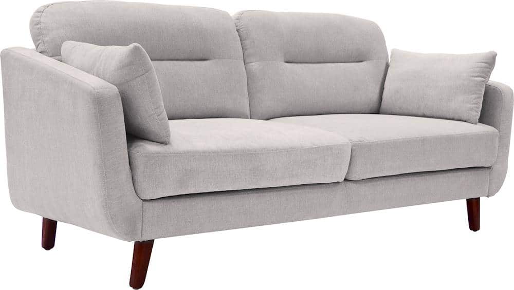 Angle View: Elle Decor - Chloe Mid-Century Modern 3-Seat Fabric Sofa - Light Gray