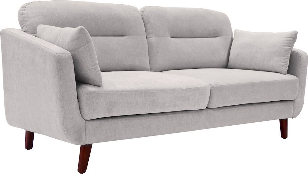 Angle. Elle Decor - Chloe Mid-Century Modern 3-Seat Fabric Sofa - Light Gray.