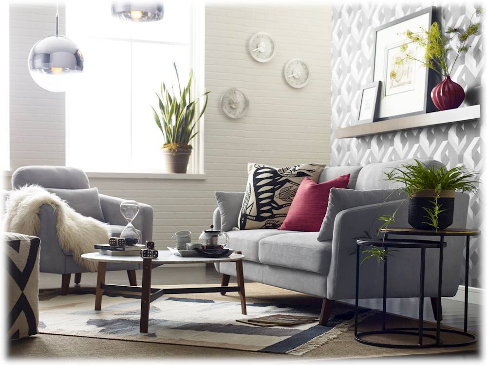 Alt View 16. Elle Decor - Chloe Mid-Century Modern 3-Seat Fabric Sofa - Light Gray.