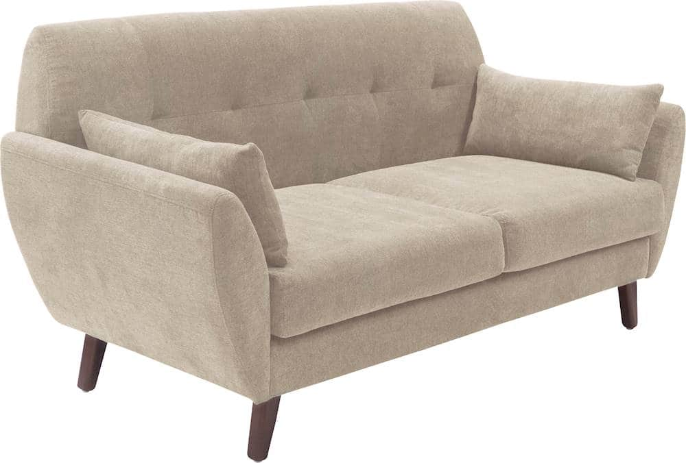 Angle View: Elle Decor - Amelie Mid-Century Modern 3-Seat Fabric Sofa - Beige